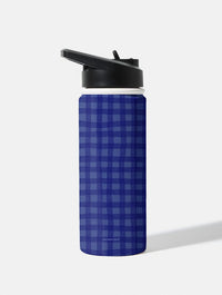 Painted Gingham Navy 18oz Stainless Steel Water bottle Water Bottles Skinnydip London