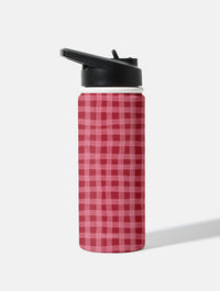 Painted Gingham Red and Pink 18oz Stainless Steel Water bottle Water Bottles Skinnydip London