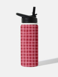 Painted Gingham Red and Pink 18oz Stainless Steel Water bottle Water Bottles Skinnydip London