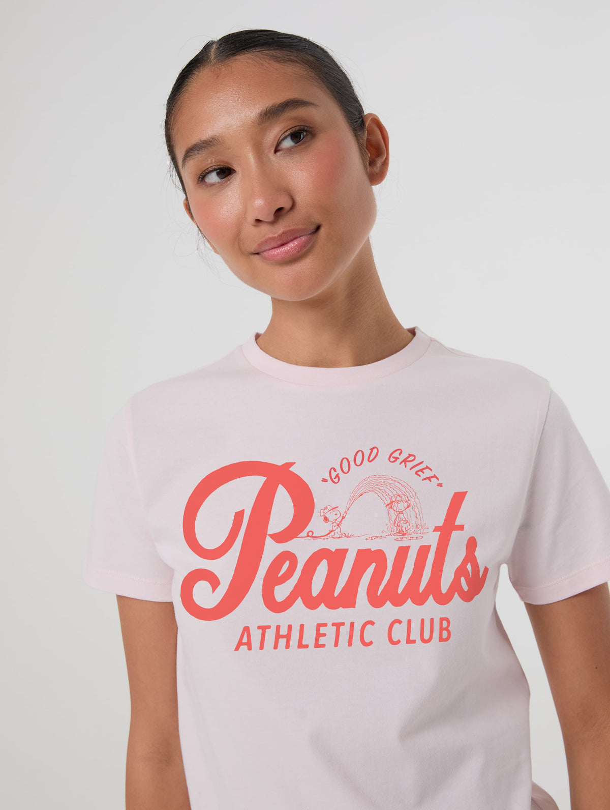 Peanuts x Skinnydip Athletic Club Baby T-Shirt In Pink Tops & T-Shirts Skinnydip London