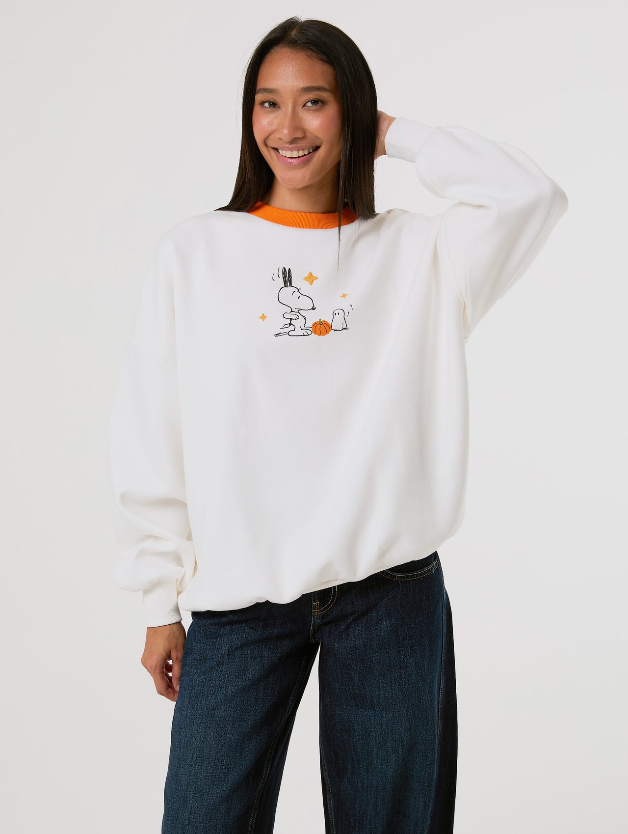Peanuts x Skinnydip Scream Team Sweatshirt in Ecru Hoodies & Sweatshirts Skinnydip London
