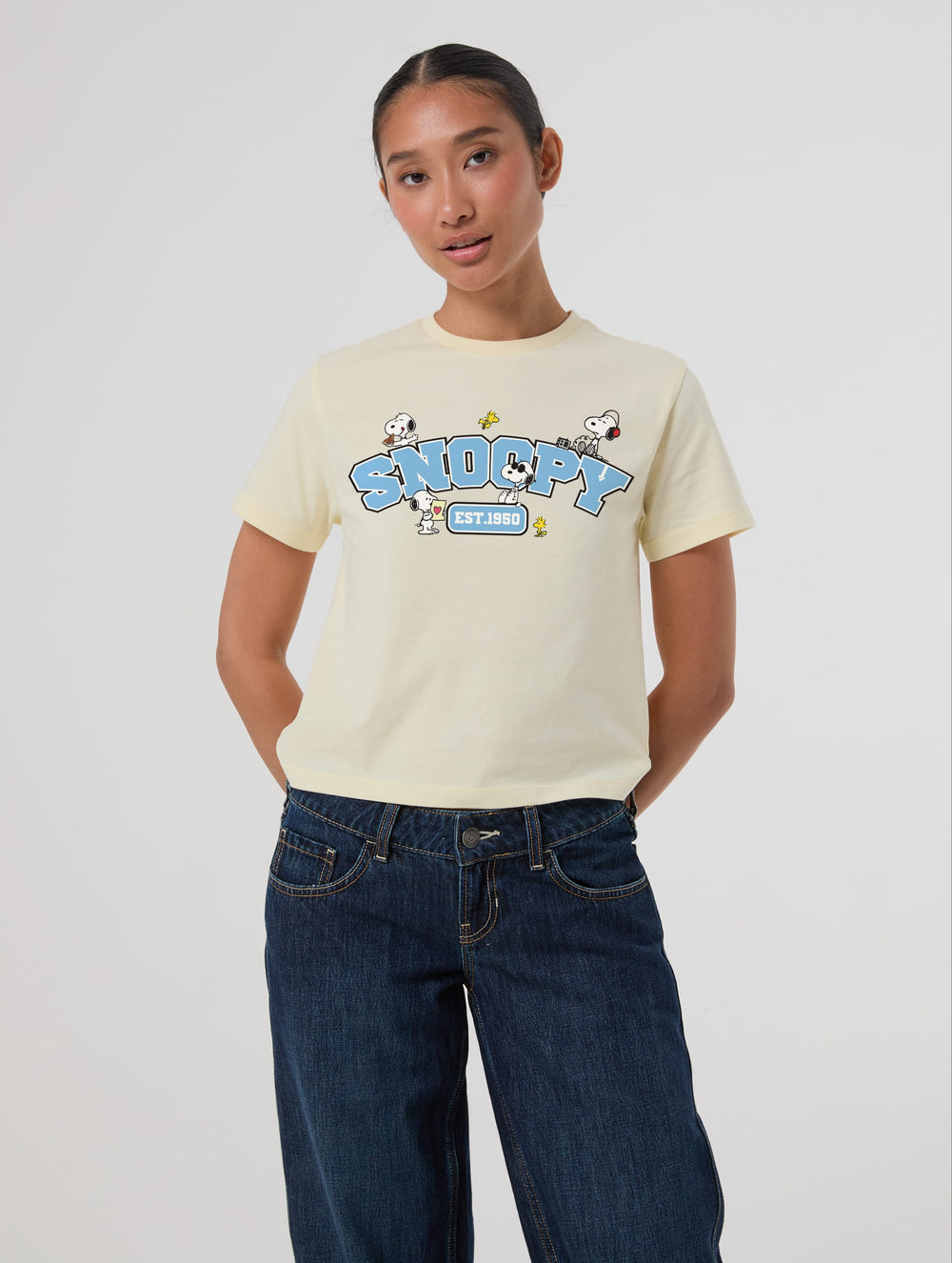 Peanuts x Skinnydip Snoopy Baby T-Shirt In Butter Yellow Tops & T-Shirts Skinnydip London