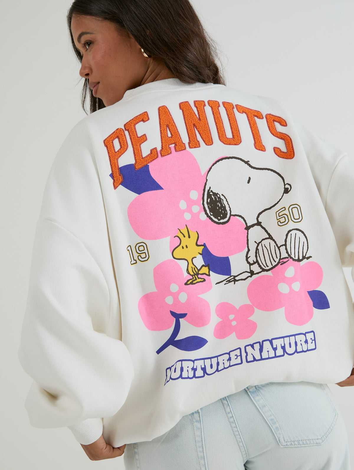 Peanuts x Skinnydip Snoopy Flower Ecru Sweatshirt Hoodies & Sweatshirts Skinnydip London