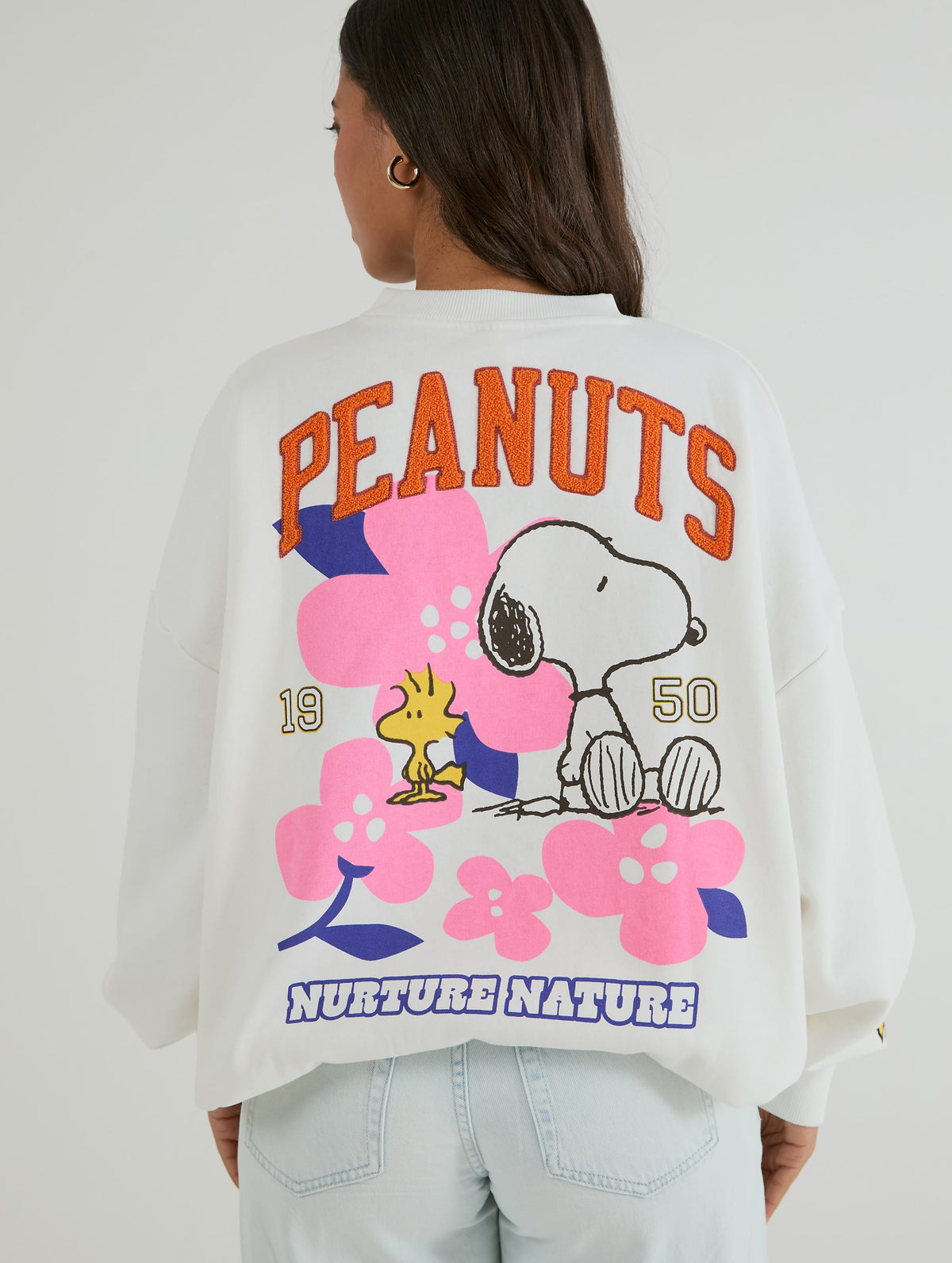 Peanuts x Skinnydip Snoopy Flower Ecru Sweatshirt Hoodies & Sweatshirts Skinnydip London