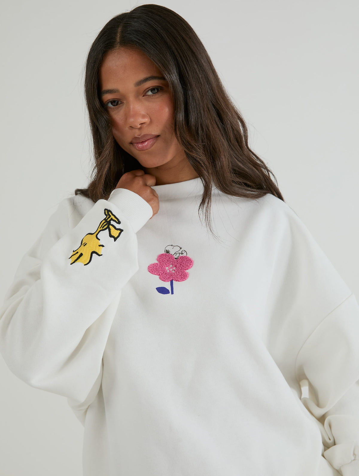 Peanuts x Skinnydip Snoopy Flower Ecru Sweatshirt Hoodies & Sweatshirts Skinnydip London