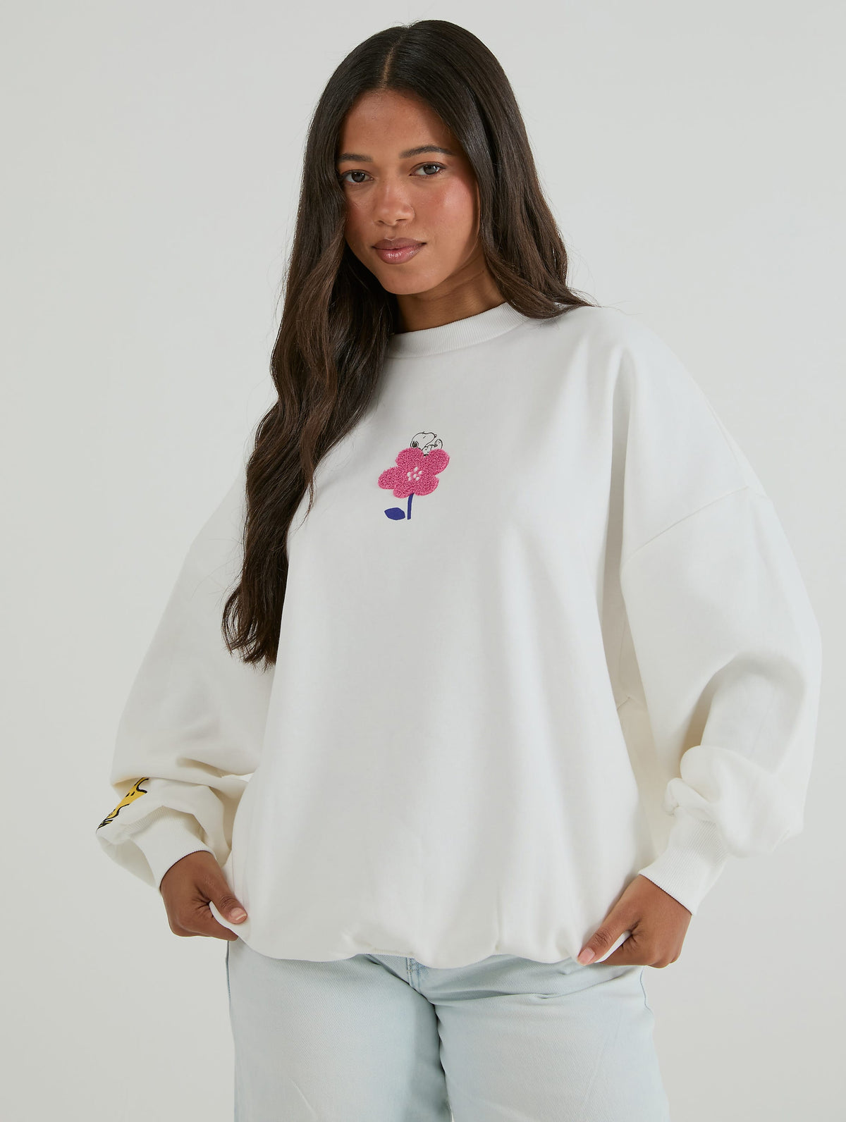 Peanuts x Skinnydip Snoopy Flower Ecru Sweatshirt Hoodies & Sweatshirts Skinnydip London