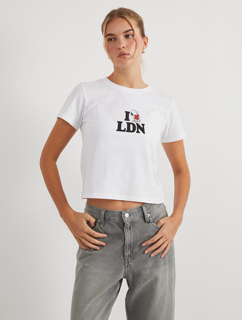 Peanuts x Skinnydip Snoopy I Love London Baby T-Shirt In White Tops & T-Shirts Skinnydip London