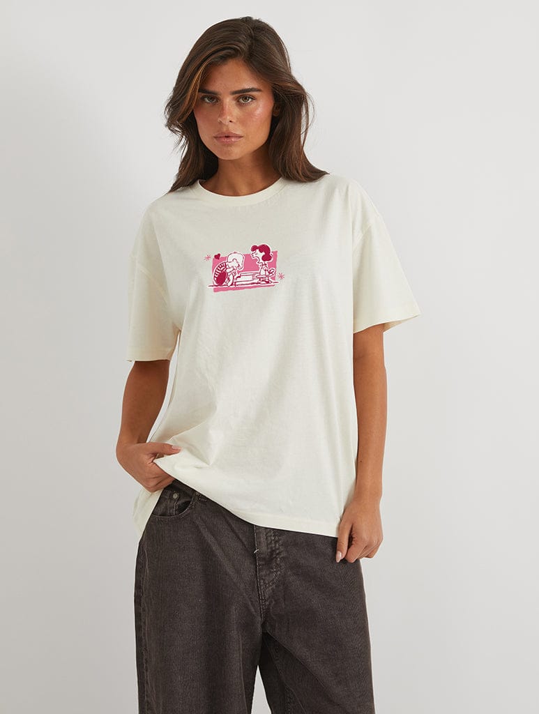 Peanuts x Skinnydip Snoopy Love Drives Me Crazy T-Shirt In White Tops & T-Shirts Skinnydip London