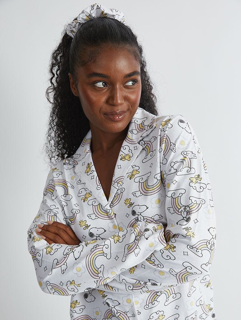 Peanuts x Skinnydip Snoopy Rainbow Print Pyjama Set in Ecru Lingerie & Nightwear Skinnydip London