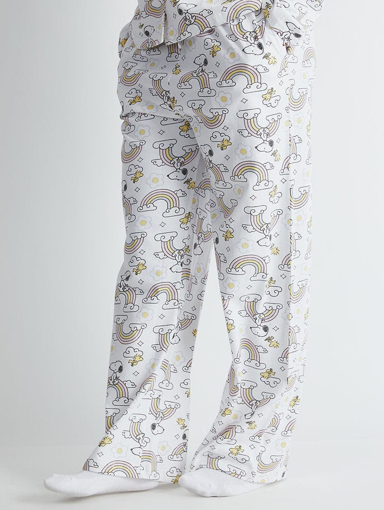 Peanuts x Skinnydip Snoopy Rainbow Print Pyjama Set in Ecru Lingerie & Nightwear Skinnydip London