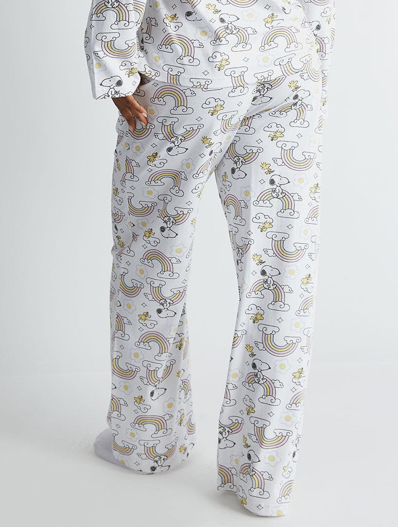 Peanuts x Skinnydip Snoopy Rainbow Print Pyjama Set in Ecru Lingerie & Nightwear Skinnydip London