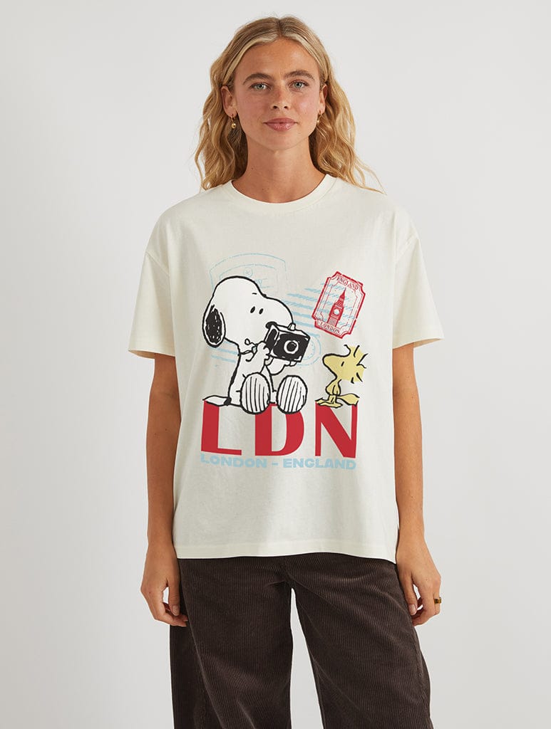 Peanuts x Skinnydip Snoopy Scrapbook T-Shirt In White Tops & T-Shirts Skinnydip London