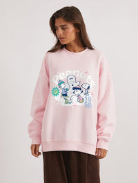 Peanuts x Skinnydip Snoopy Snowman Sweatshirt in Pink Hoodies & Sweatshirts Skinnydip London