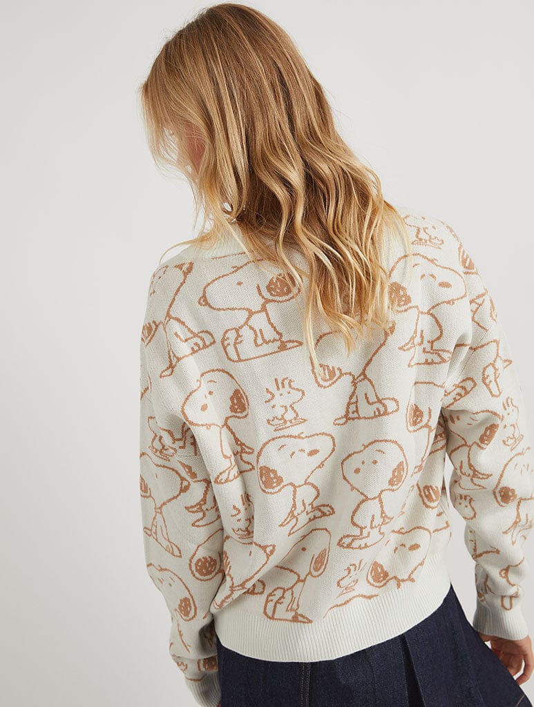 Peanuts x Skinnydip Snoopy Tonal Knitted Cardigan Jumpers & Cardigans Skinnydip London