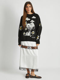 Peanuts x Snoopy Flower Black Knitted Jumper Jumpers & Cardigans Skinnydip London