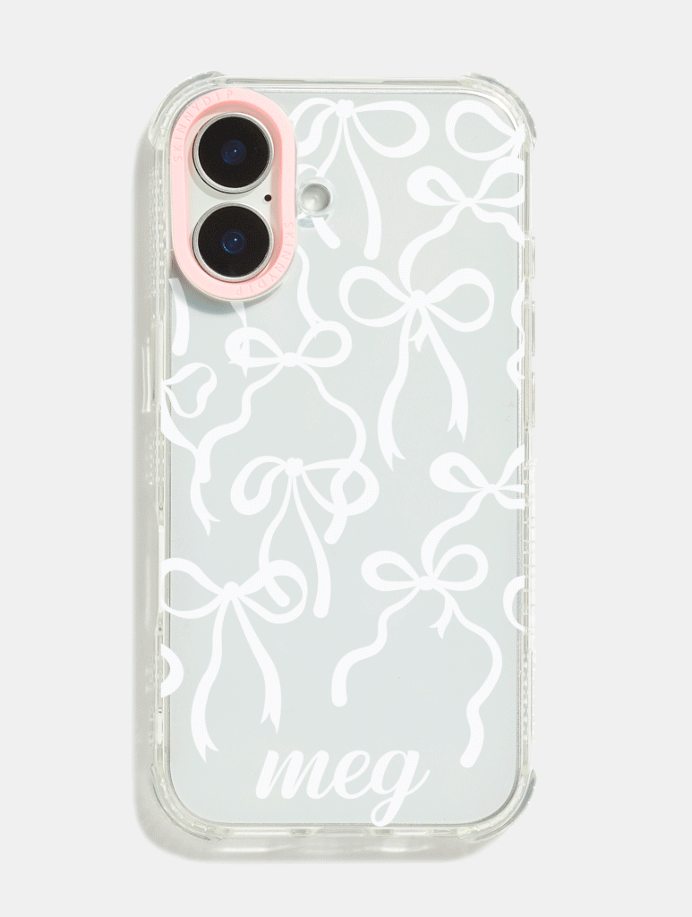 Personalised Clear Base Shock iPhone Case with Pink Camera Hole Phone Cases Skinnydip London