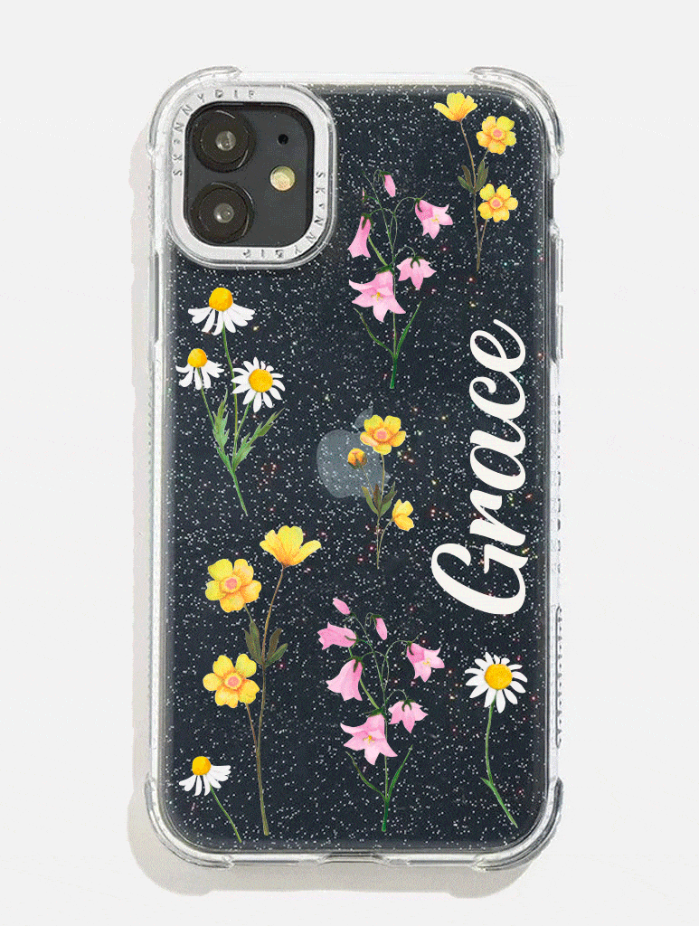 Personalised Glitter & Silver Shock iPhone Case Phone Cases Skinnydip London