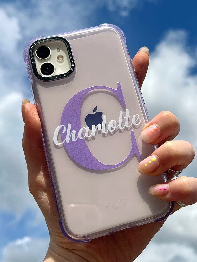 Personalised Lilac & Silver Shock iPhone Case Phone Cases Skinnydip London