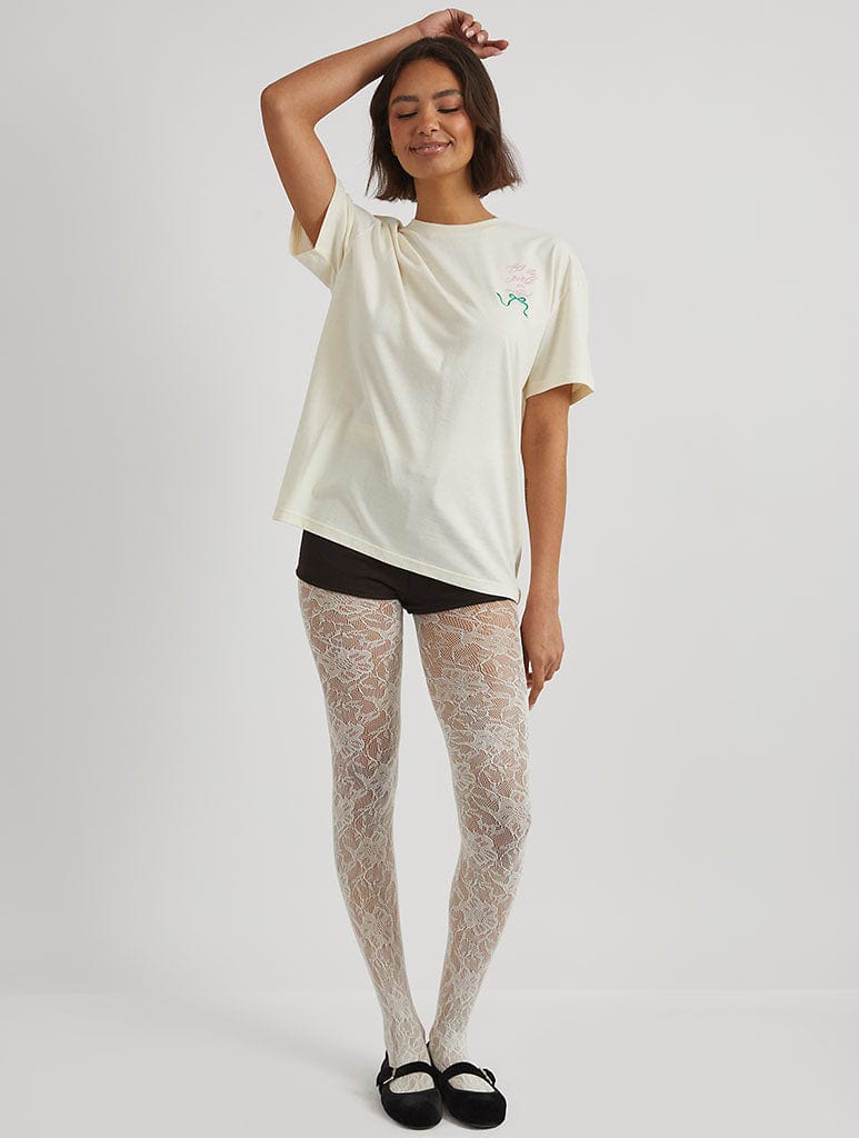 Picnic Party T-Shirt in Ecru Tops & T-Shirts Skinnydip London