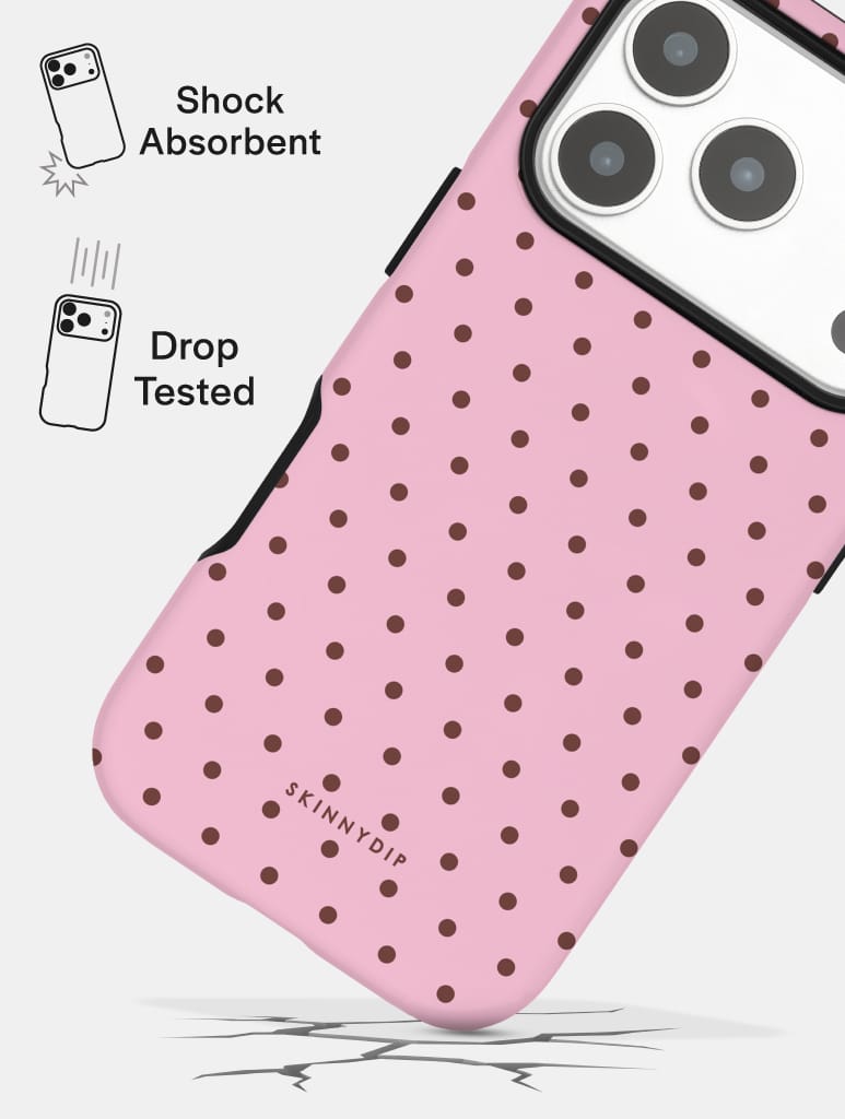 Pink and Brown Mini Dots Ultra Protective iPhone Case Phone Cases Skinnydip London