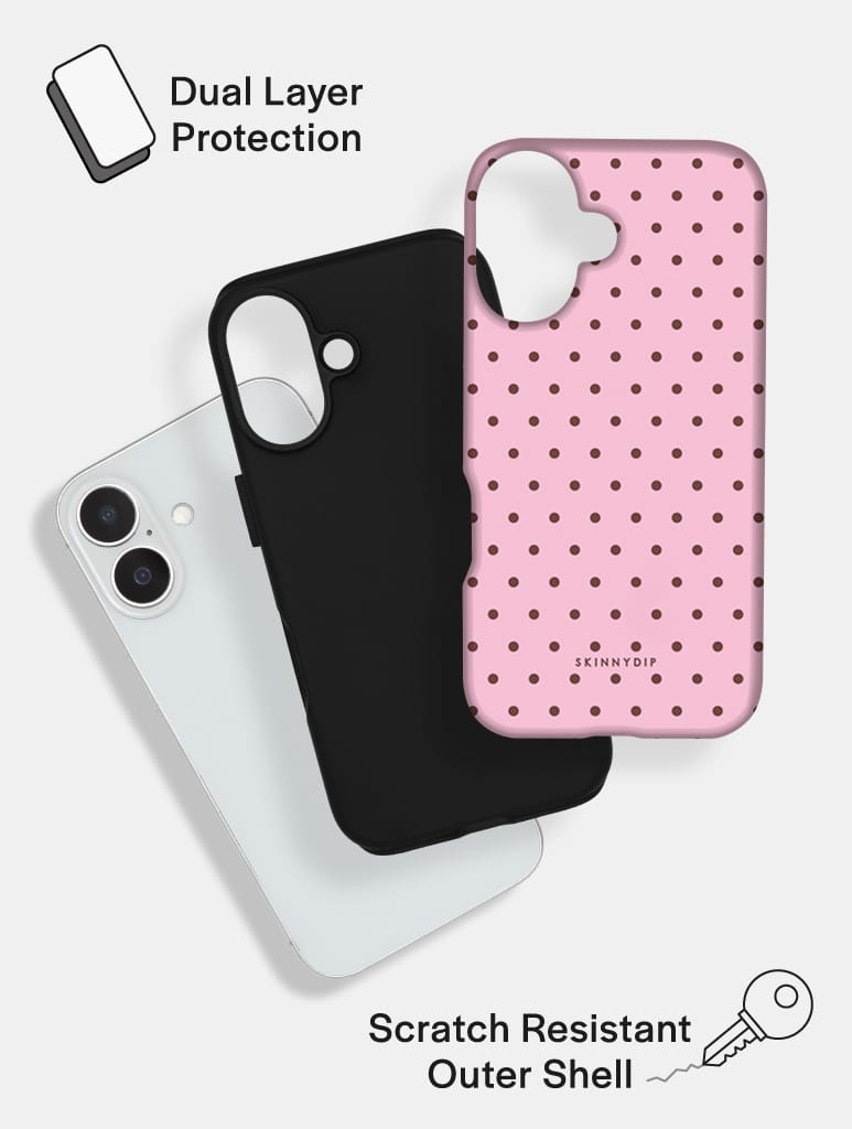 Pink and Brown Mini Dots Ultra Protective iPhone Case Phone Cases Skinnydip London
