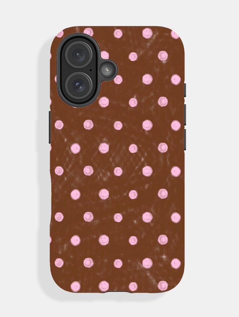 Pink And Brown Painted Polka Dot Ultra Protective iPhone Case Phone Cases Skinnydip London