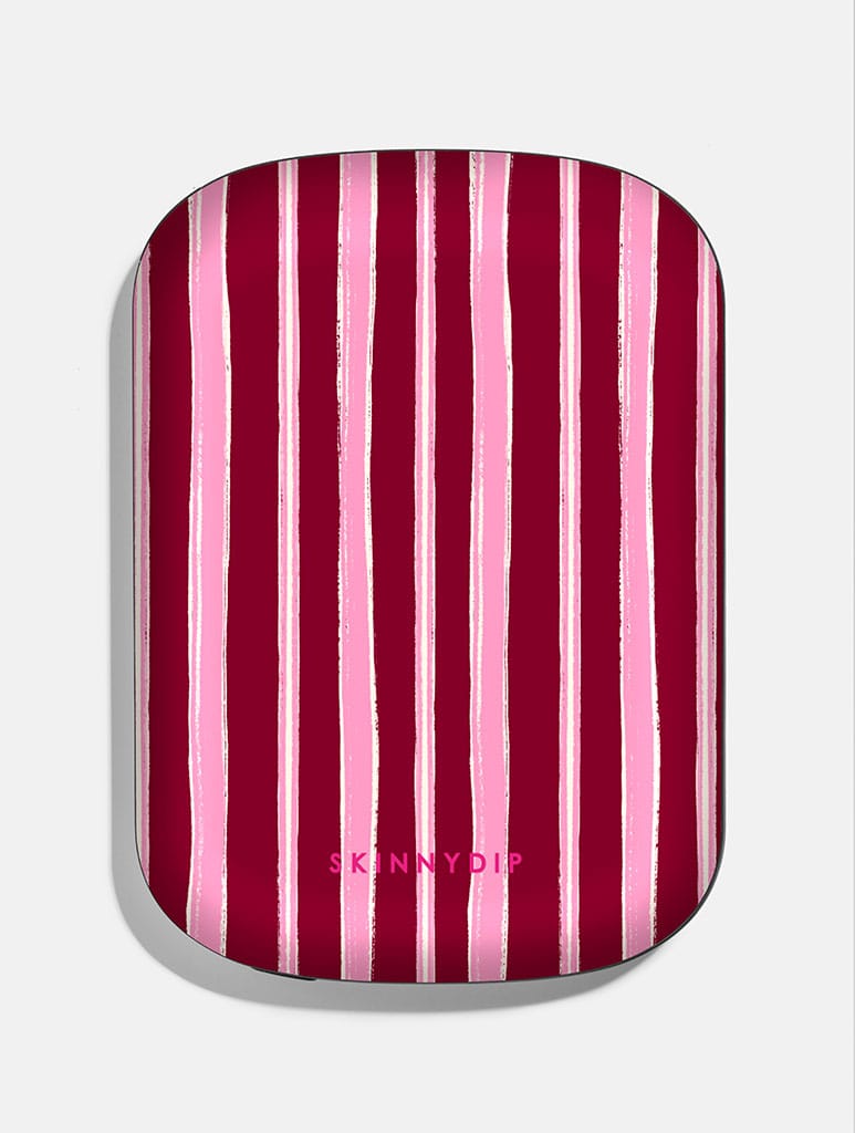 Pink and Burgundy Sketchy Stripes Portable Magsafe Charger Portable Chargers Skinnydip London