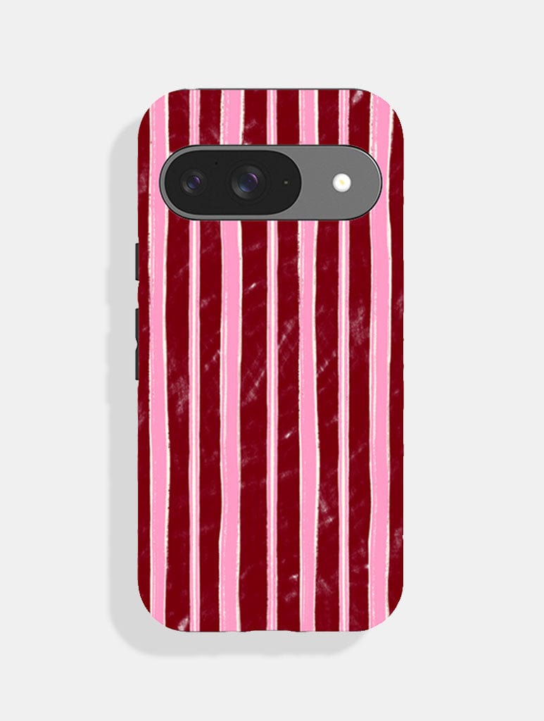 Pink And Burgundy Sketchy Stripes Ultra Protective Google Pixel Case Phone Cases Skinnydip London