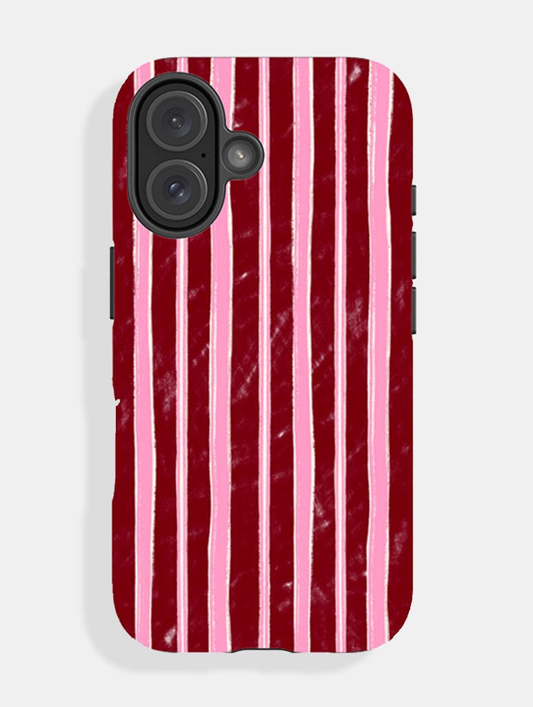 Pink And Burgundy Sketchy Stripes Ultra Protective iPhone Case Phone Cases Skinnydip London
