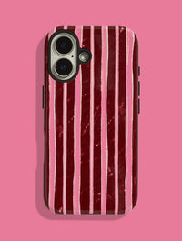 Pink And Burgundy Sketchy Stripes Ultra Protective iPhone Case Phone Cases Skinnydip London