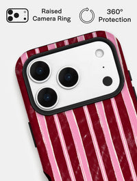 Pink And Burgundy Sketchy Stripes Ultra Protective iPhone Case Tech Skinnydip London