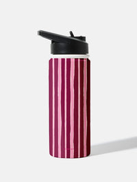 Pink and Burgundy Stripes 18oz Stainless Steel Water bottle Water Bottles Skinnydip London