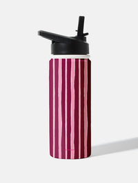 Pink and Burgundy Stripes 18oz Stainless Steel Water bottle Water Bottles Skinnydip London