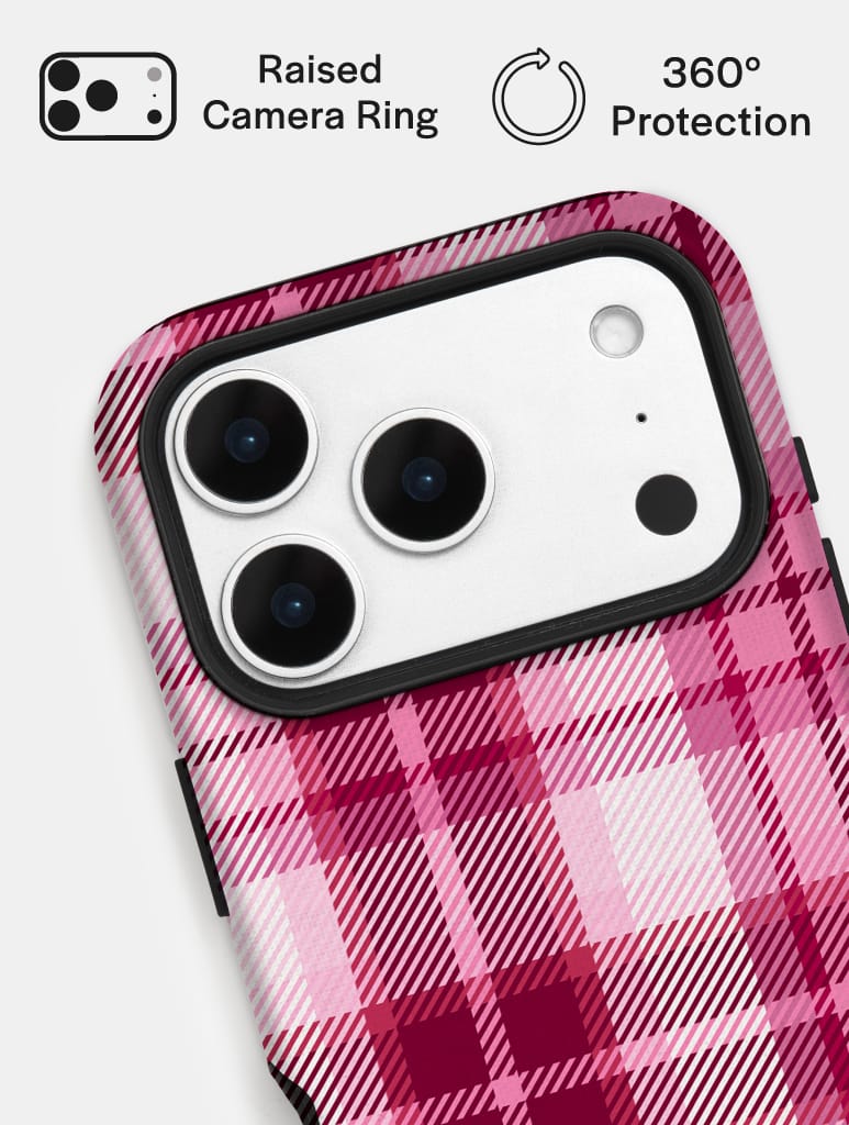 Pink and Burgundy Tartan Ultra Protective iPhone Case Phone Cases Skinnydip London