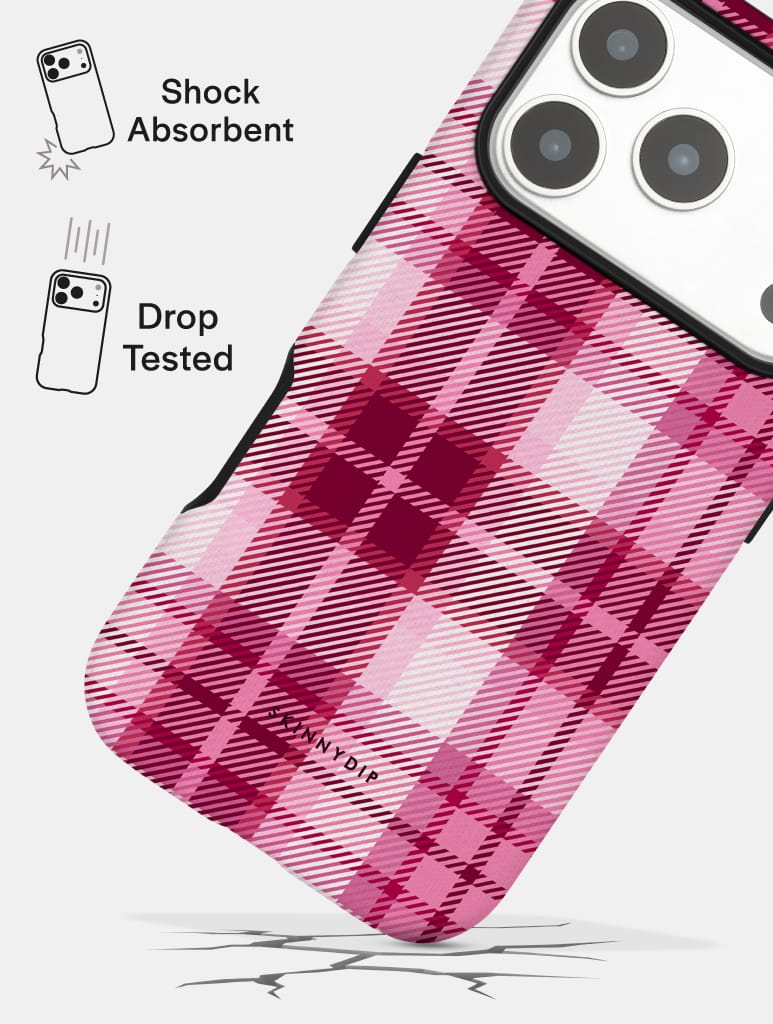 Pink and Burgundy Tartan Ultra Protective iPhone Case Phone Cases Skinnydip London