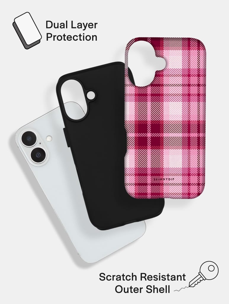 Pink and Burgundy Tartan Ultra Protective iPhone Case Phone Cases Skinnydip London
