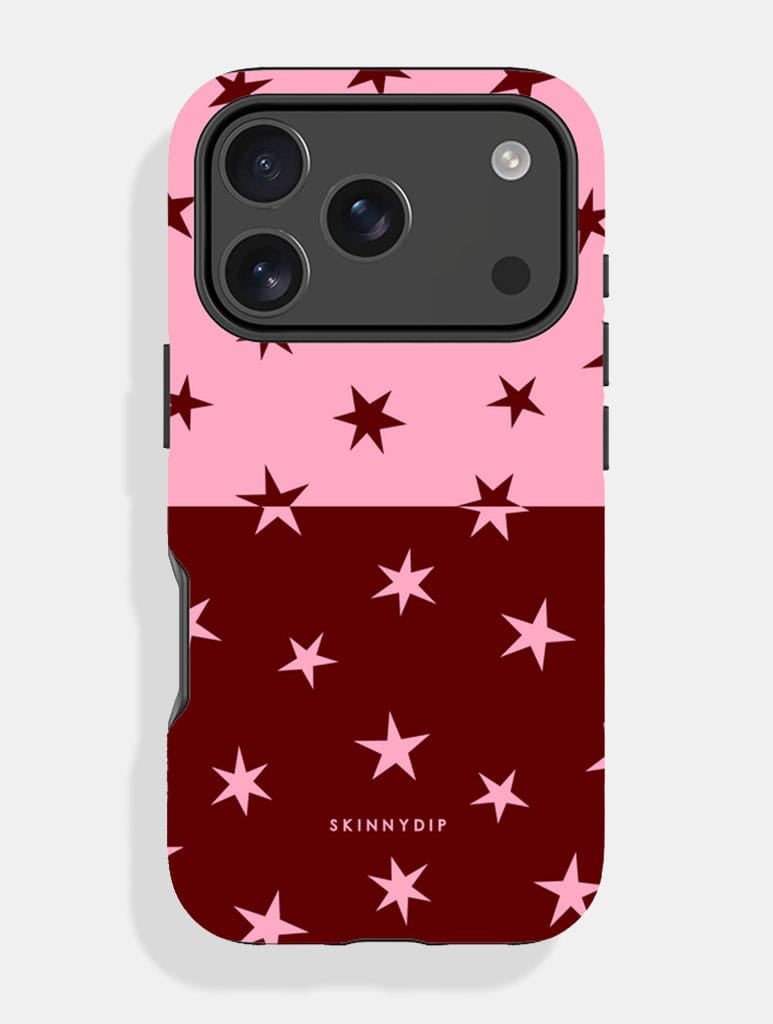 Pink And Burgundy Two Tone Star Ultra Protective iPhone Case Phone Cases Skinnydip London