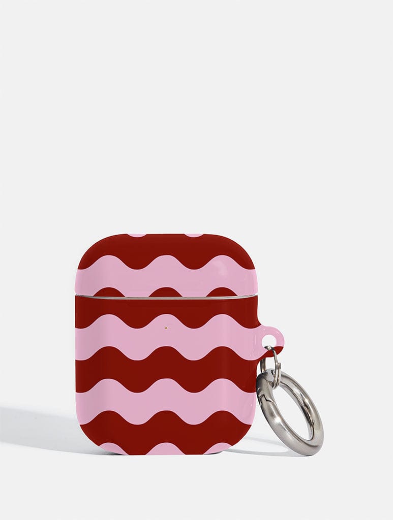 Pink and Burgundy Wavey Lines AirPods Case AirPods Cases Skinnydip London