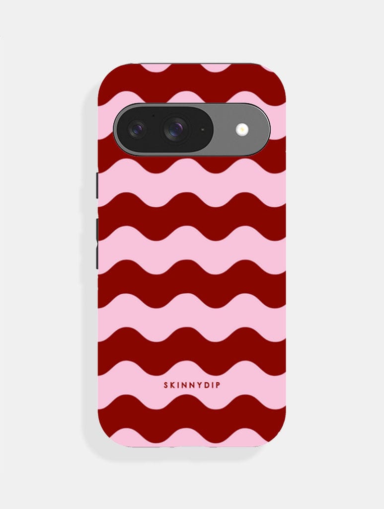 Pink and Burgundy Wavey Lines Ultra Protective Google Pixel Case Phone Cases Skinnydip London