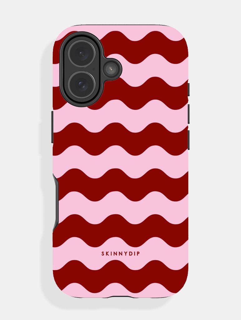 Pink and Burgundy Wavey Lines Ultra Protective iPhone Case Phone Cases Skinnydip London