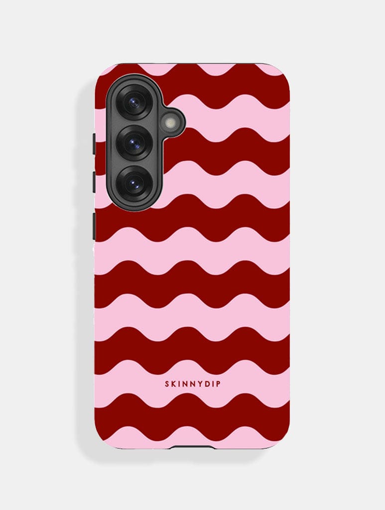 Pink and Burgundy Wavey Lines Ultra Protective Samsung Case Phone Cases Skinnydip London