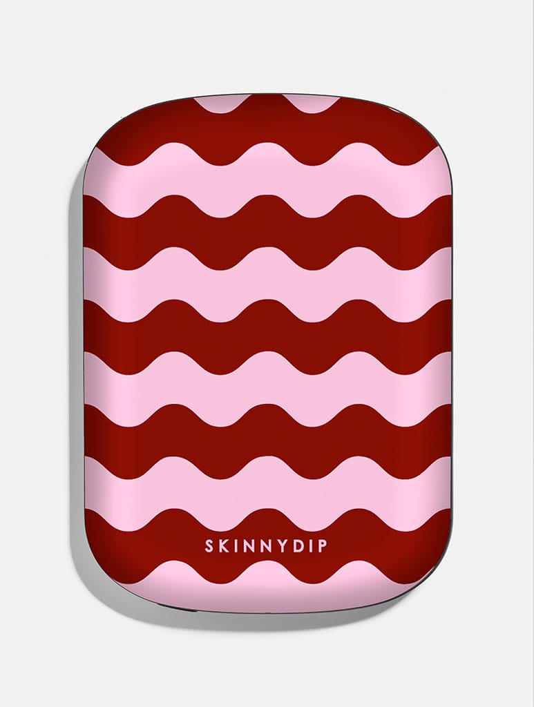 Pink and Burgundy Wavy Lines Portable Magsafe Charger Portable Chargers Skinnydip London