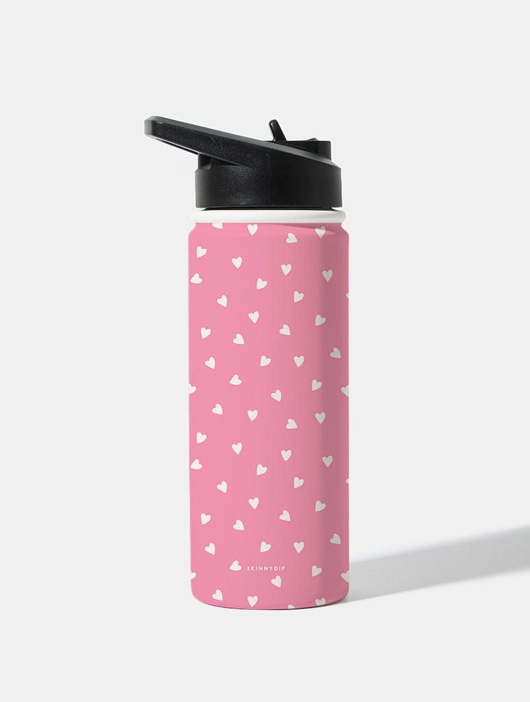 Pink and Cream Ditsy Hearts 18oz Stainless Steel Water bottle Water Bottles Skinnydip London
