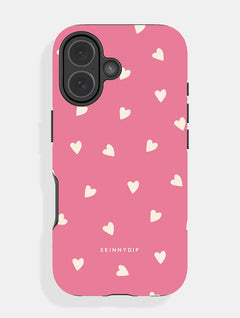 Pink and Cream Ditsy Hearts Ultra Protective iPhone Case Phone Cases Skinnydip London