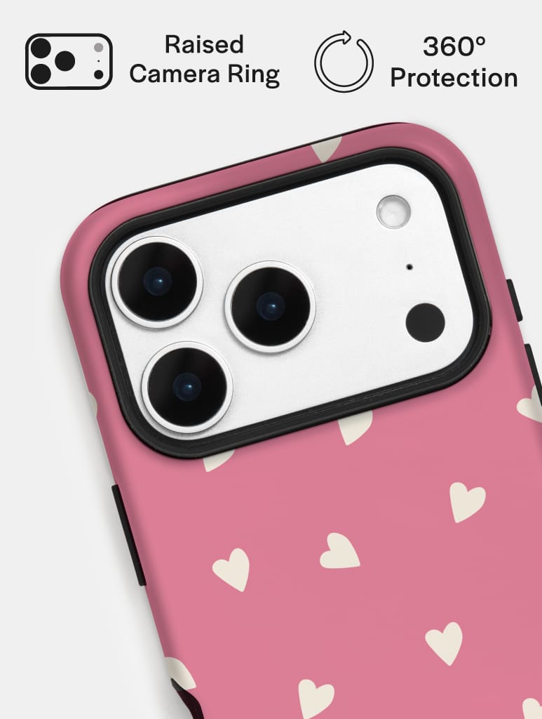 Pink and Cream Ditsy Hearts Ultra Protective iPhone Case Phone Cases Skinnydip London