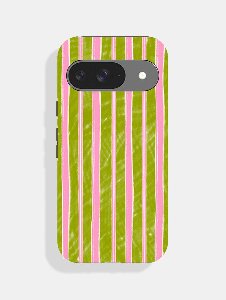 Pink And Green Sketchy Stripes Ultra Protective Google Pixel Case Phone Cases Skinnydip London