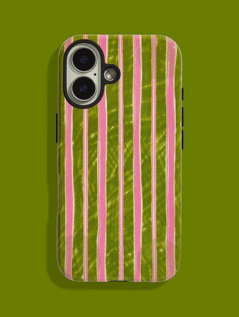 Pink And Green Sketchy Stripes Ultra Protective iPhone Case Phone Cases Skinnydip London
