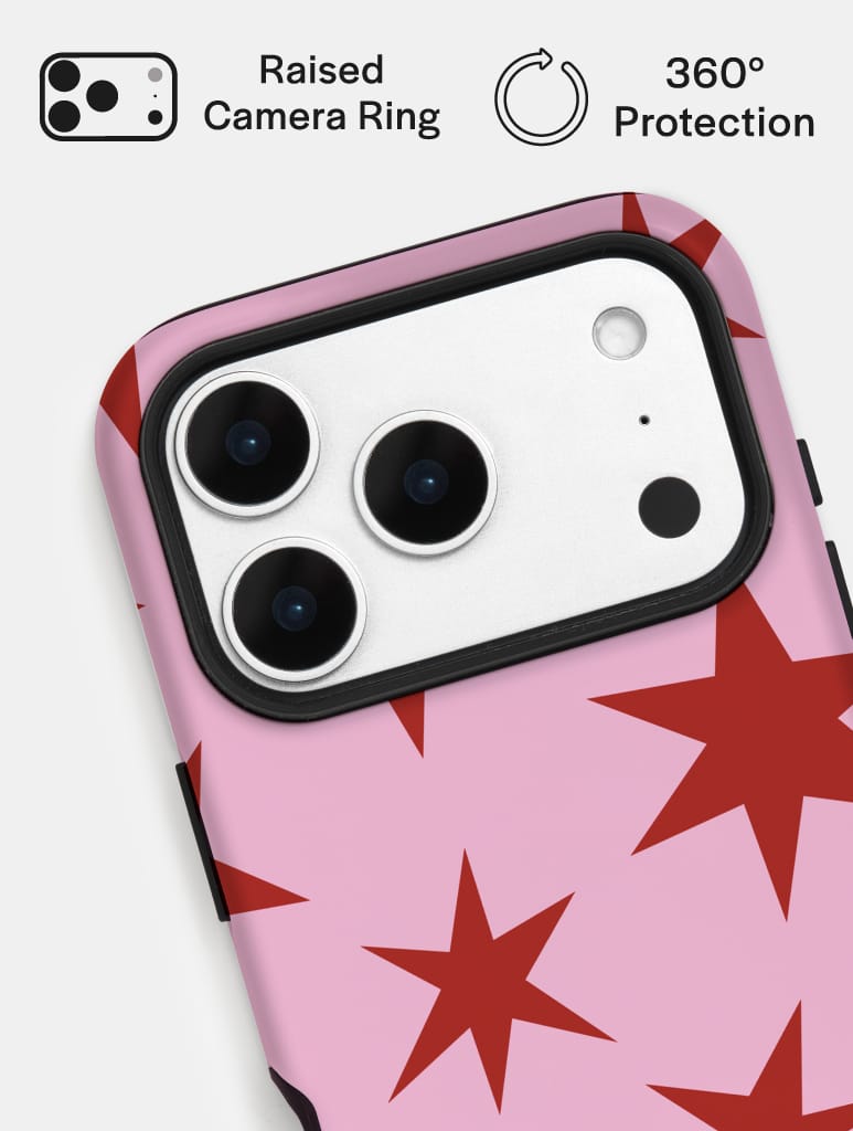 Pink and Red Ditsy Star Ultra Protective iPhone Case Phone Cases Skinnydip London
