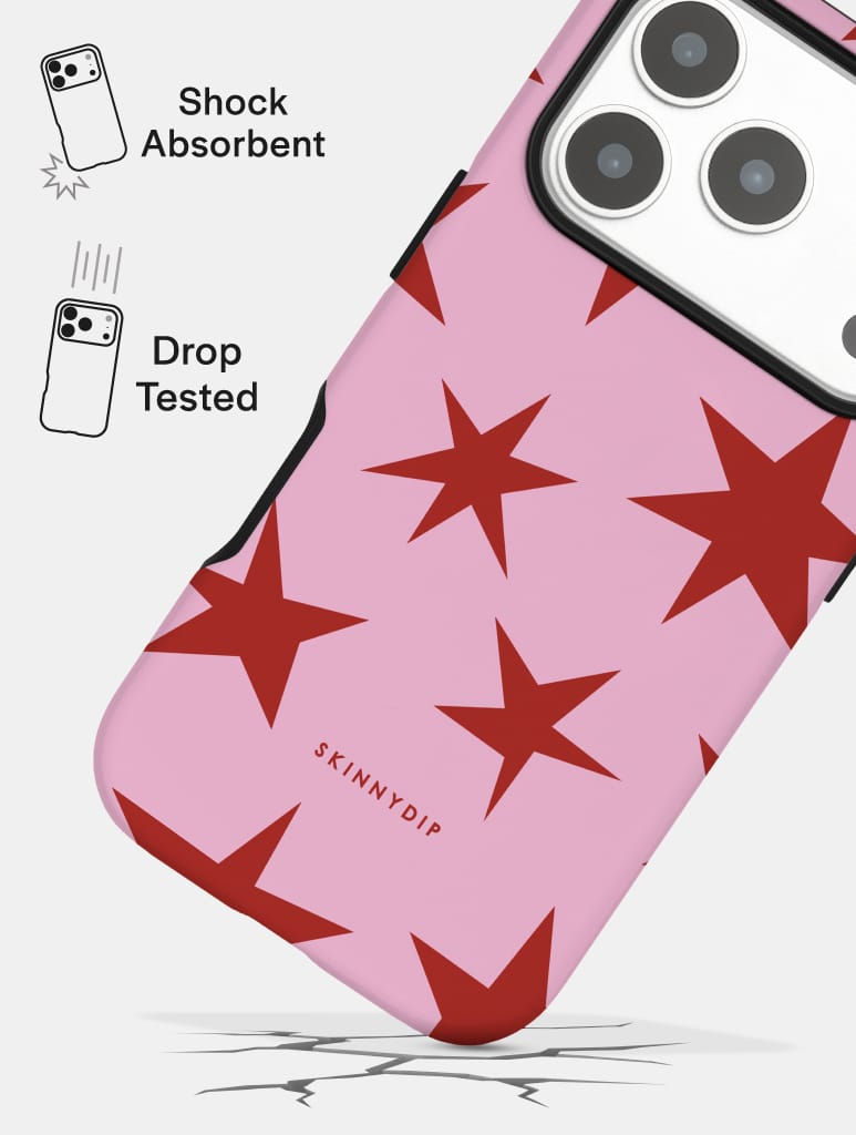 Pink and Red Ditsy Star Ultra Protective iPhone Case Phone Cases Skinnydip London