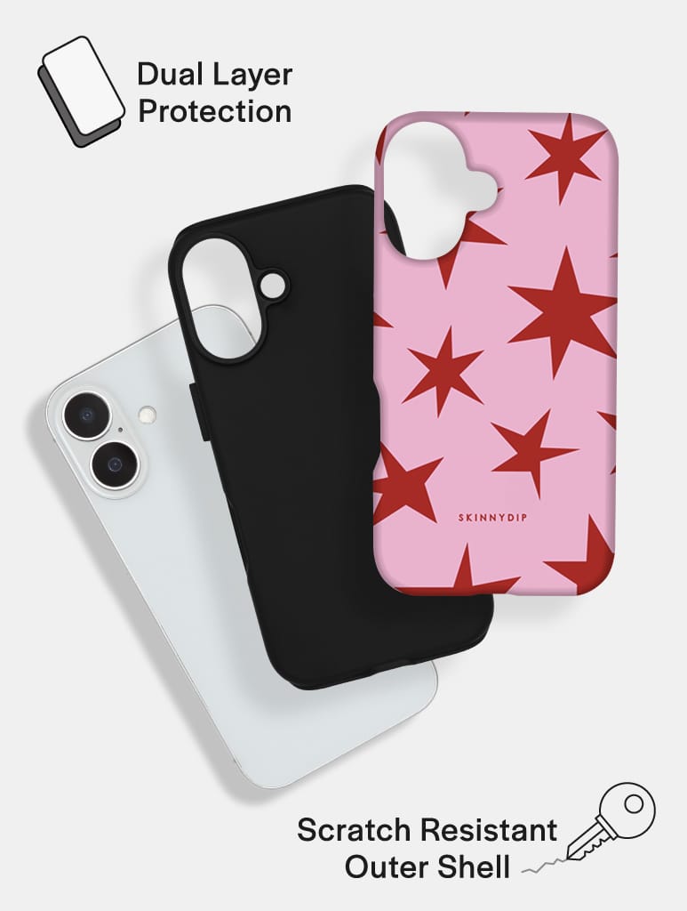Pink and Red Ditsy Star Ultra Protective iPhone Case Phone Cases Skinnydip London
